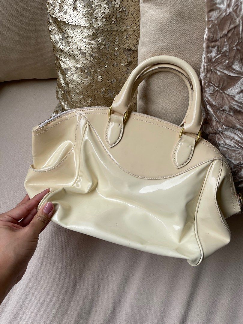 White patent hotsell leather handbag
