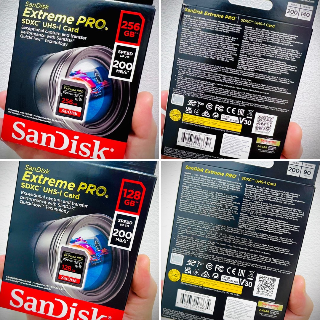 SanDisk Extreme PRO, Class 10, SDXC 128GB  256GB, UHS-I, U3/V30, Memory  Card, Black, Computers  Tech, Parts  Accessories, Hard Disks   Thumbdrives on Carousell