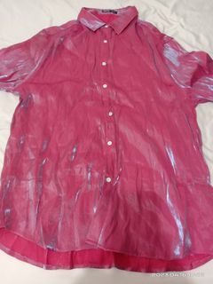 Shein Pink holographic polo
