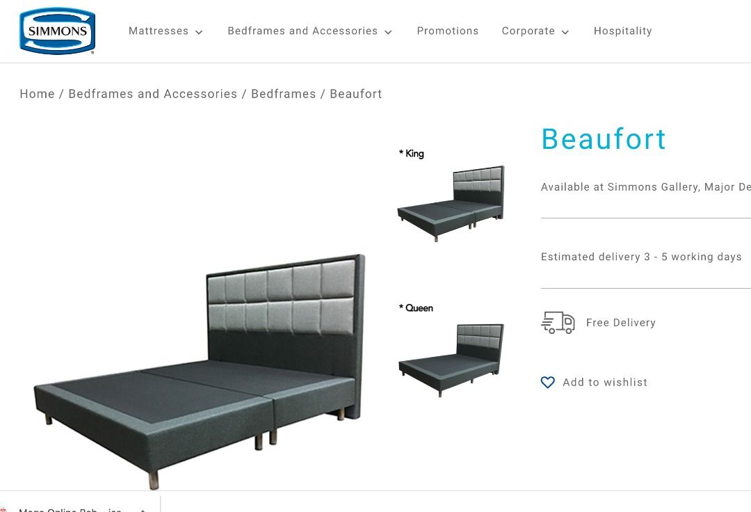 Simmons Bed frame, Furniture & Home Living, Furniture, Bed Frames
