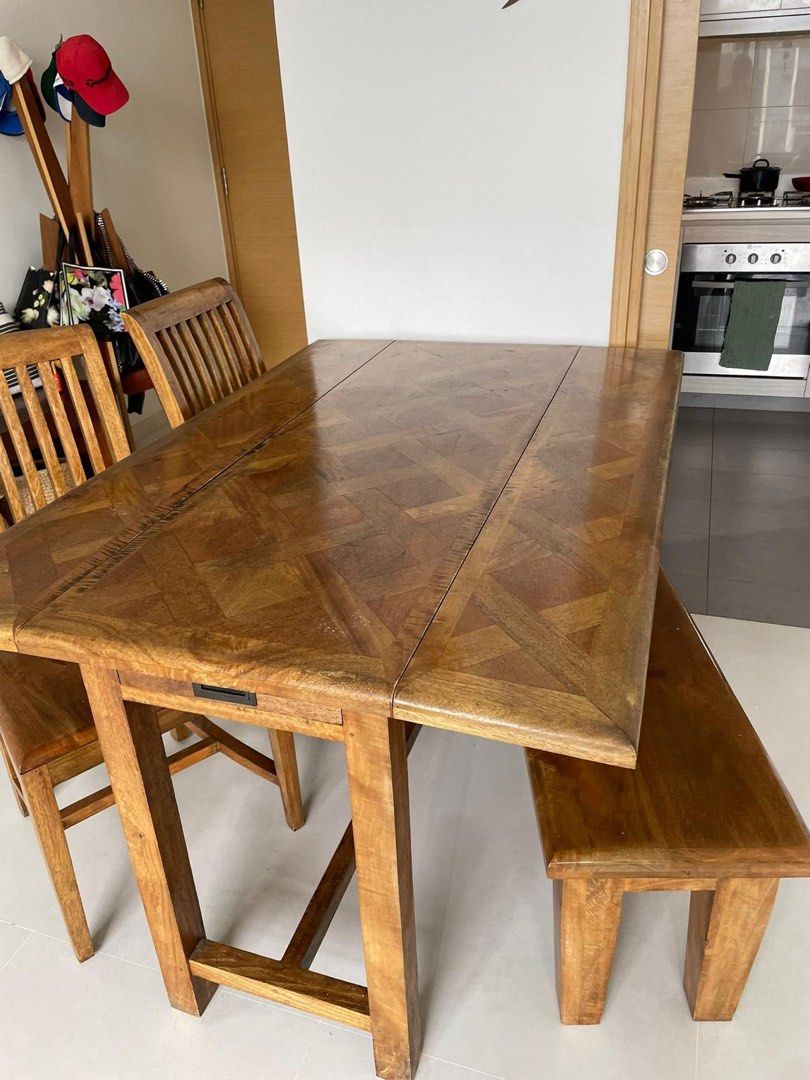 Table, 2 chairs and bench, Furniture & Home Living, Furniture, Tables