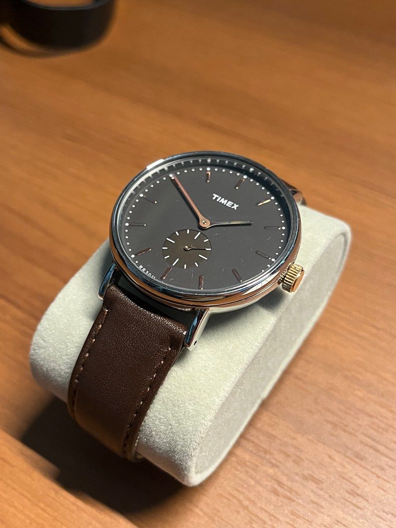 Timex Fairfield Sub Second Black Leather Watch 41mm
