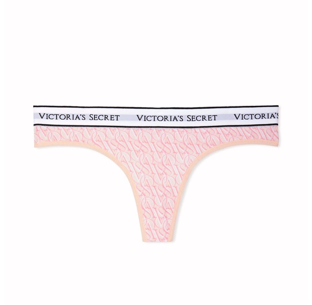 Victoria's Secret Logo Cotton Thong Panty, Women's Fashion, New