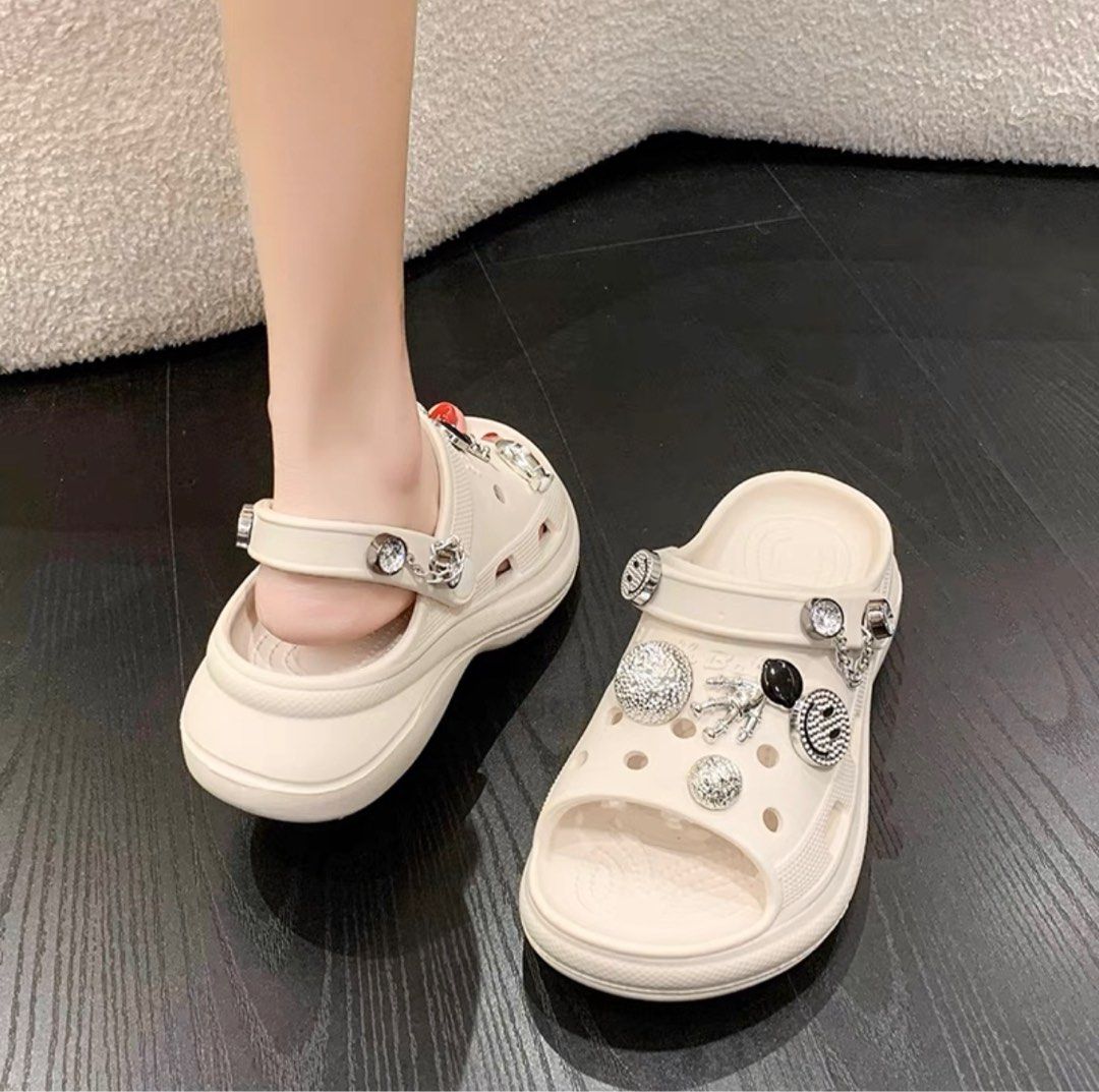 White Bling Sandals Women s Fashion Footwear Sandals on Carousell