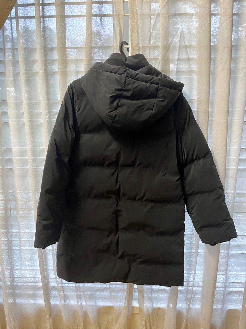 Zara Black Hooded Rubberised Puffer Jacket, Women's Fashion, Coats