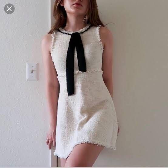 zara cream tweed dress ZARA WOMAN SHORT TEXTURED TWEED DRESS ECRU WHITE 2875/447 2875/449 XS S M L XL