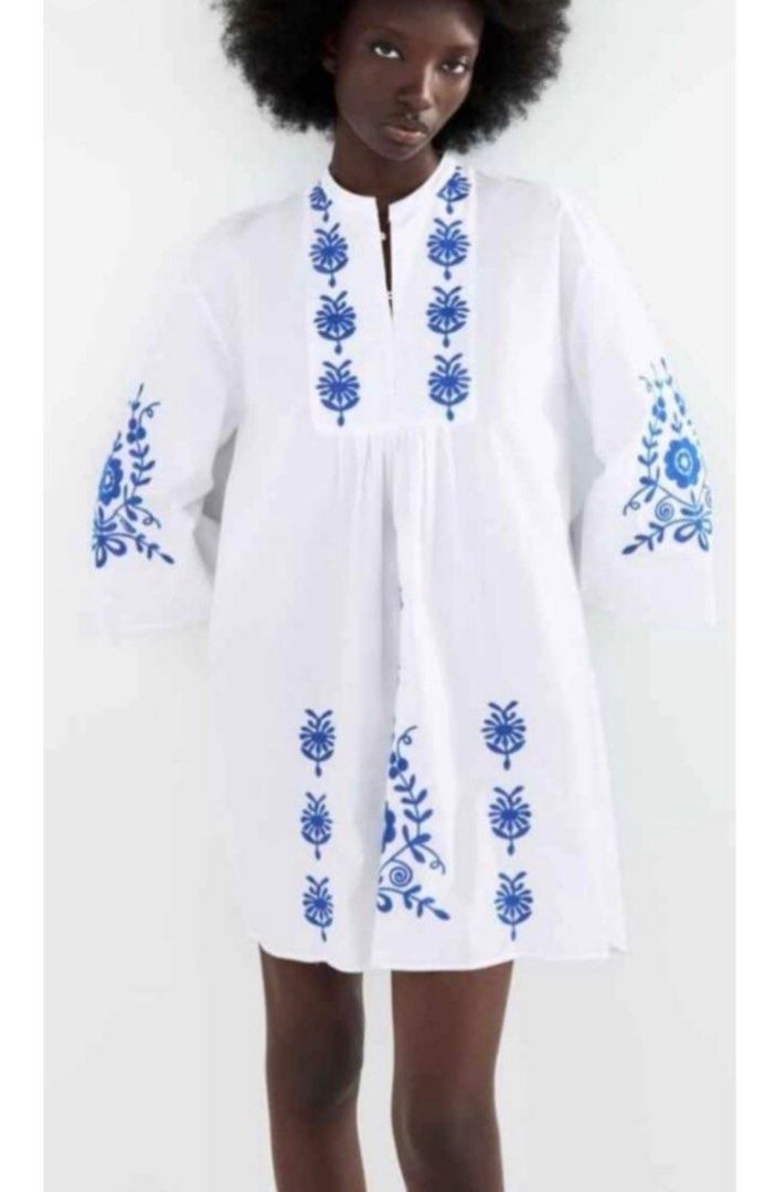 Zara embroidered tunic dress clearance