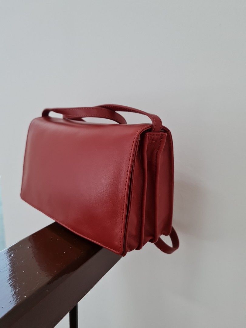 Red leather crossbody cheap bag zara