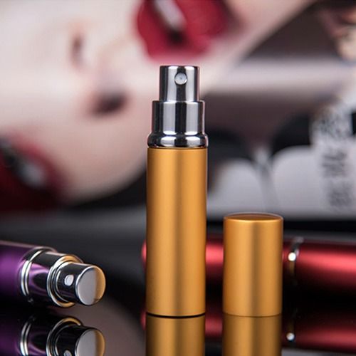 10ML Perfume Atomizer with Cap  (Gold/Black/Blue/Red/Silver/Grey/Pink)Portable Travel Purse Spray Pump  Decant Small Mini Pull Case Glass Bottle Vial