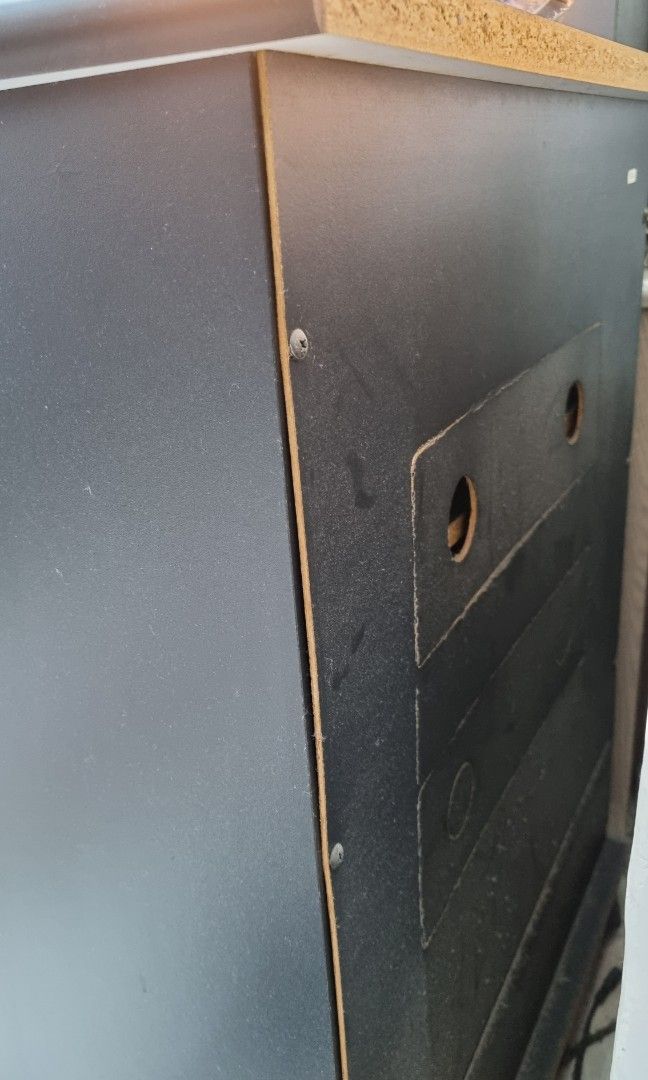 3 tiers black glass door Tv with wheel, Furniture & Home Living