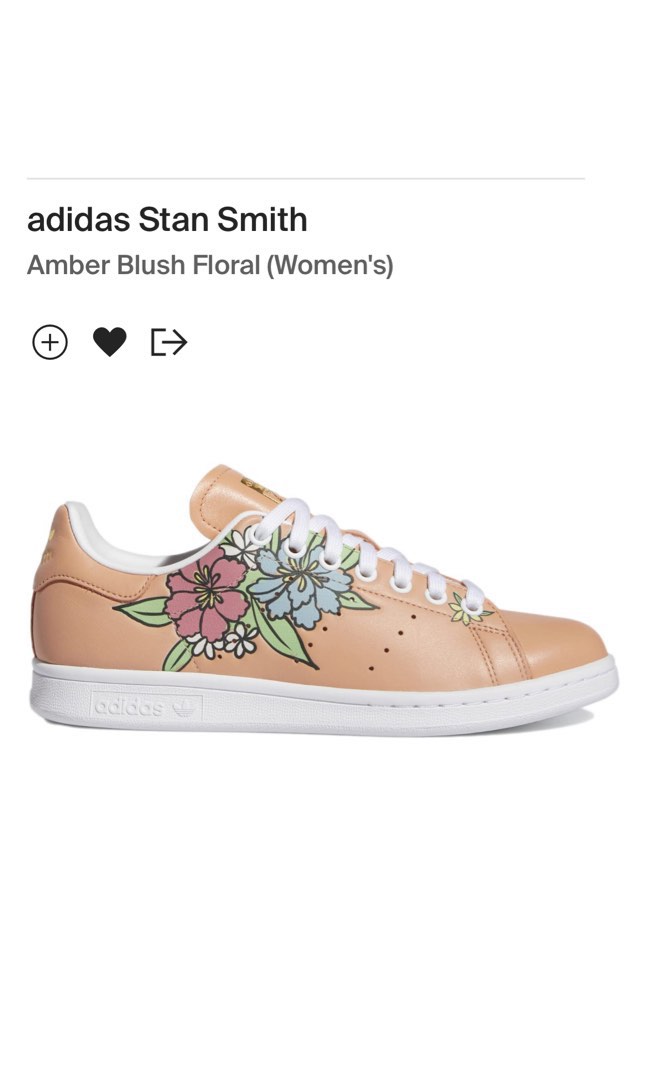 adidas Originals Women's Tan Floral STAN SMITH Fashion Sneakers GV7895