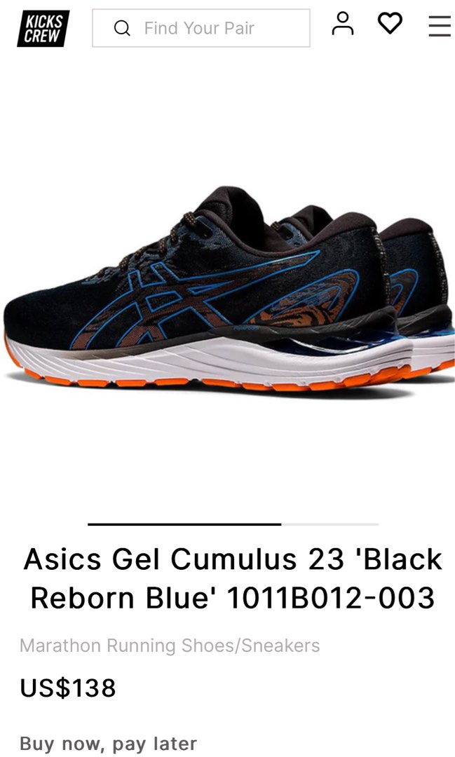 Asics Gel Cumulus 23 Black Reborn US 10.5 Men Men s Fashion