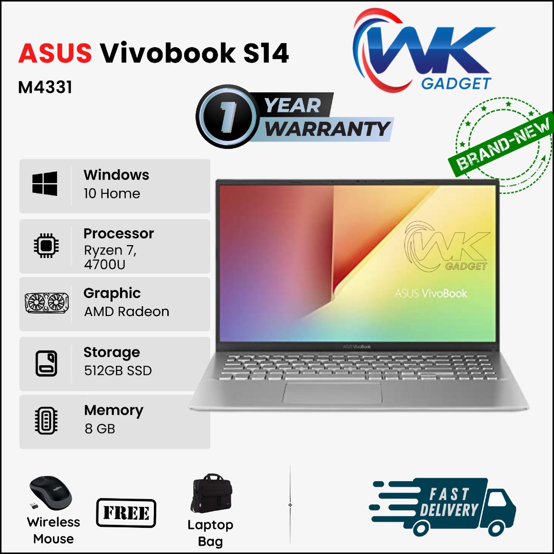 ASUS Vivobook S14 M433I - FHD Laptop - (Ryzen 7 4700U, 8GB - 512GB SSD ...