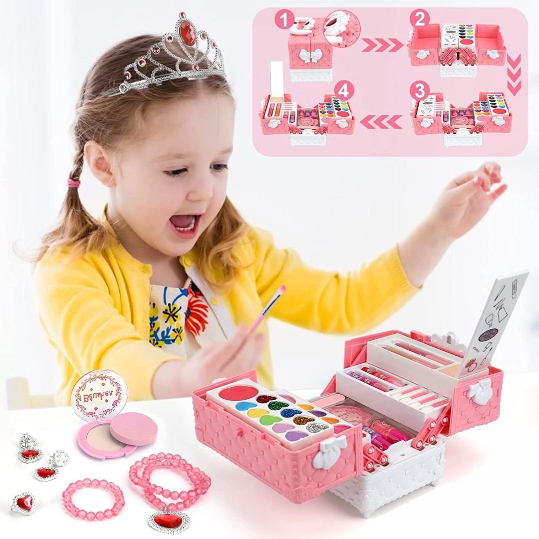 Flybay Kids Makeup Kit for Girls, Washable Makeup Set for Girl, Real Play  Makeup Toys, Pretend Makeup Kit Girls Gift Toys with Cute Cosmetic Case for  5 6 7 8 Years Old Girls. 