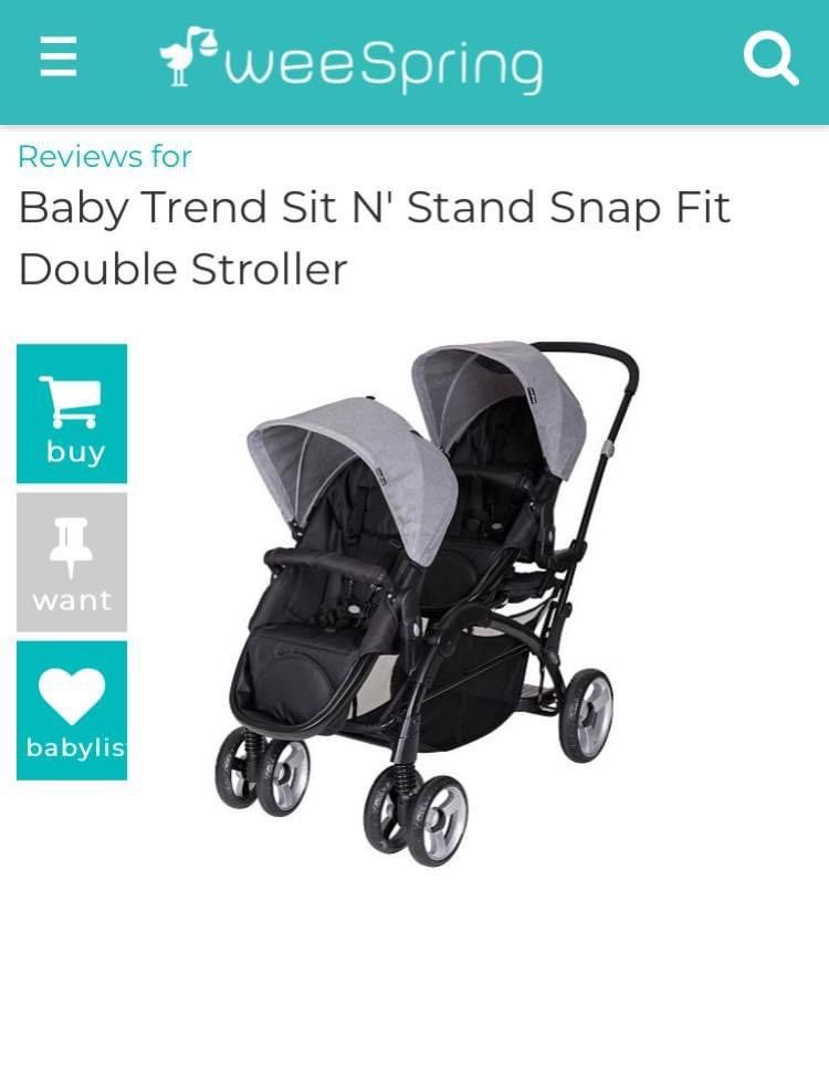Babytrend Sit N Stand Snap Fit Tandem Twin Stroller