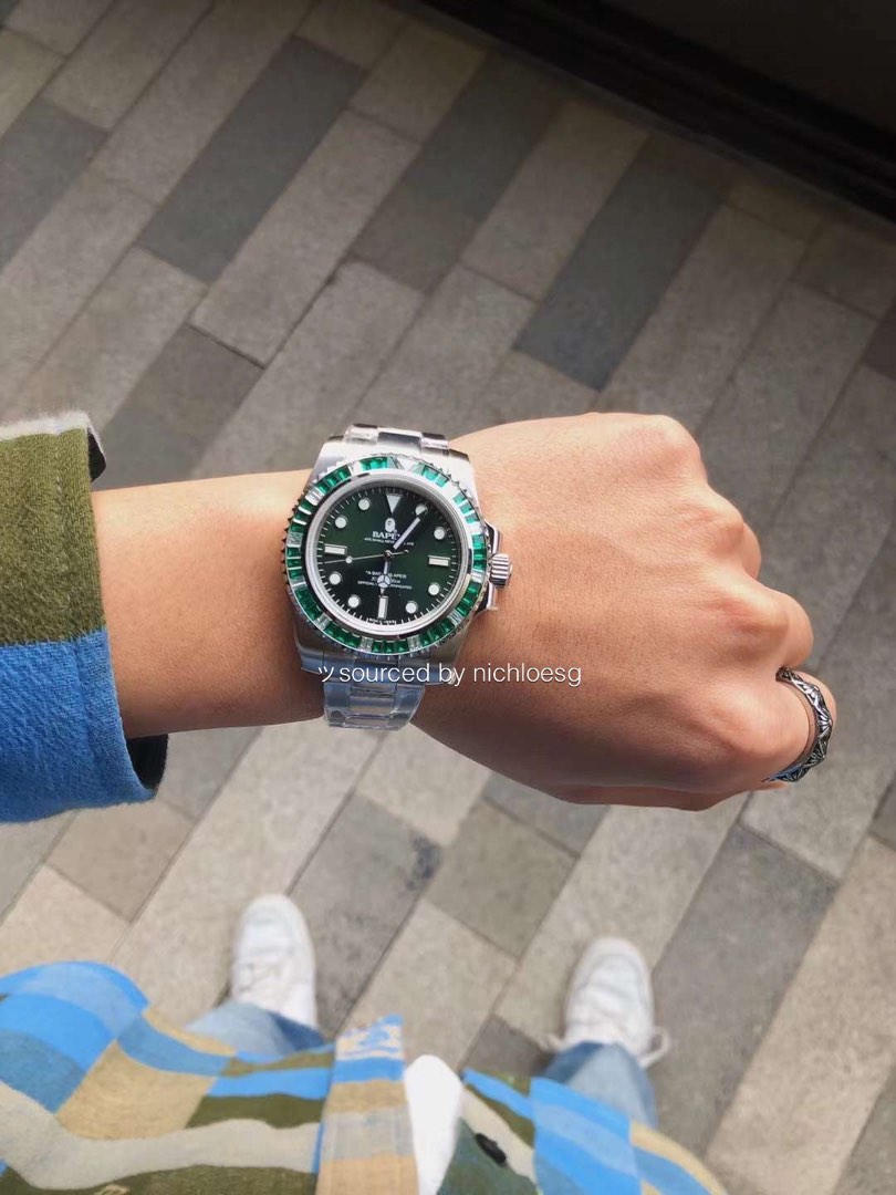 BAPE TYPE 1 BAPEX CRYSTAL STONE (GREEN), Luxury, Watches on Carousell