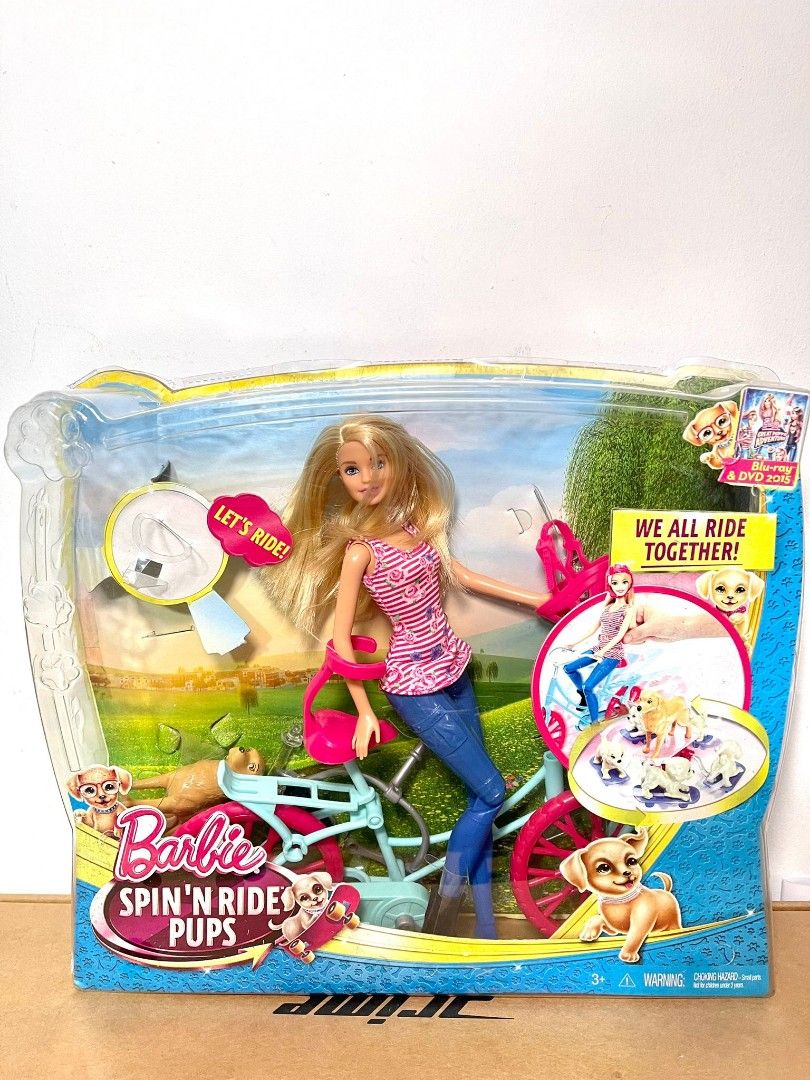 Barbie her sisters in the great puppy adventure spin n ride pups toy playset for kid girl bicycle bike