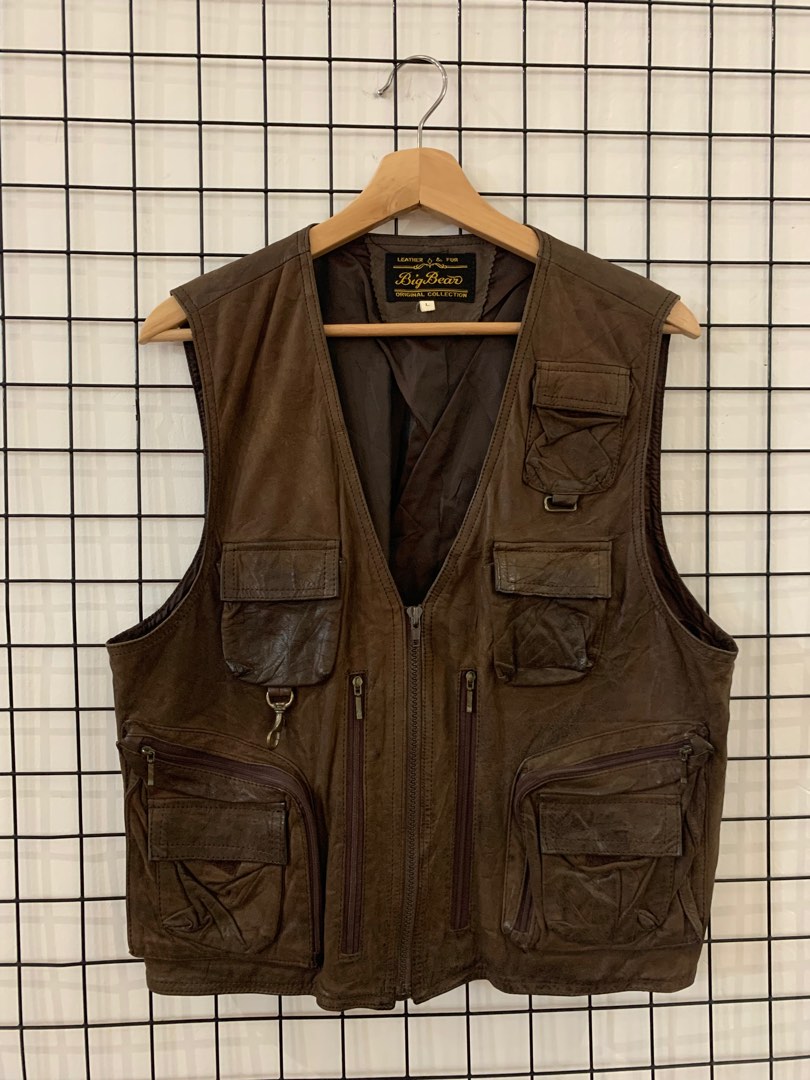 Big Bean Leather Cargo Vest, Men's Fashion, Coats, Jackets and