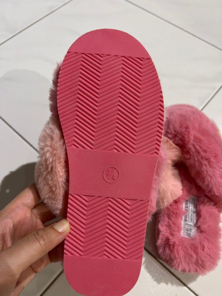 Primark Fluffy Pink Cross bedroom Slippers