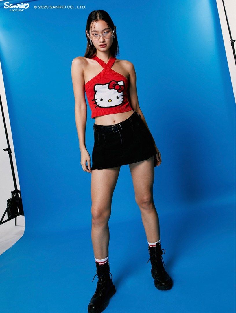 BNWT Pomelo x Hello Kitty Sustainable halter top in red, Women's