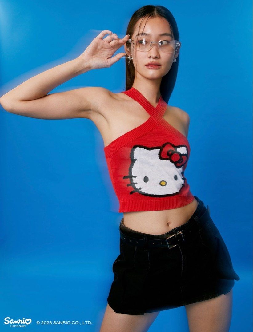 BNWT Pomelo x Hello Kitty Sustainable halter top in red, Women's