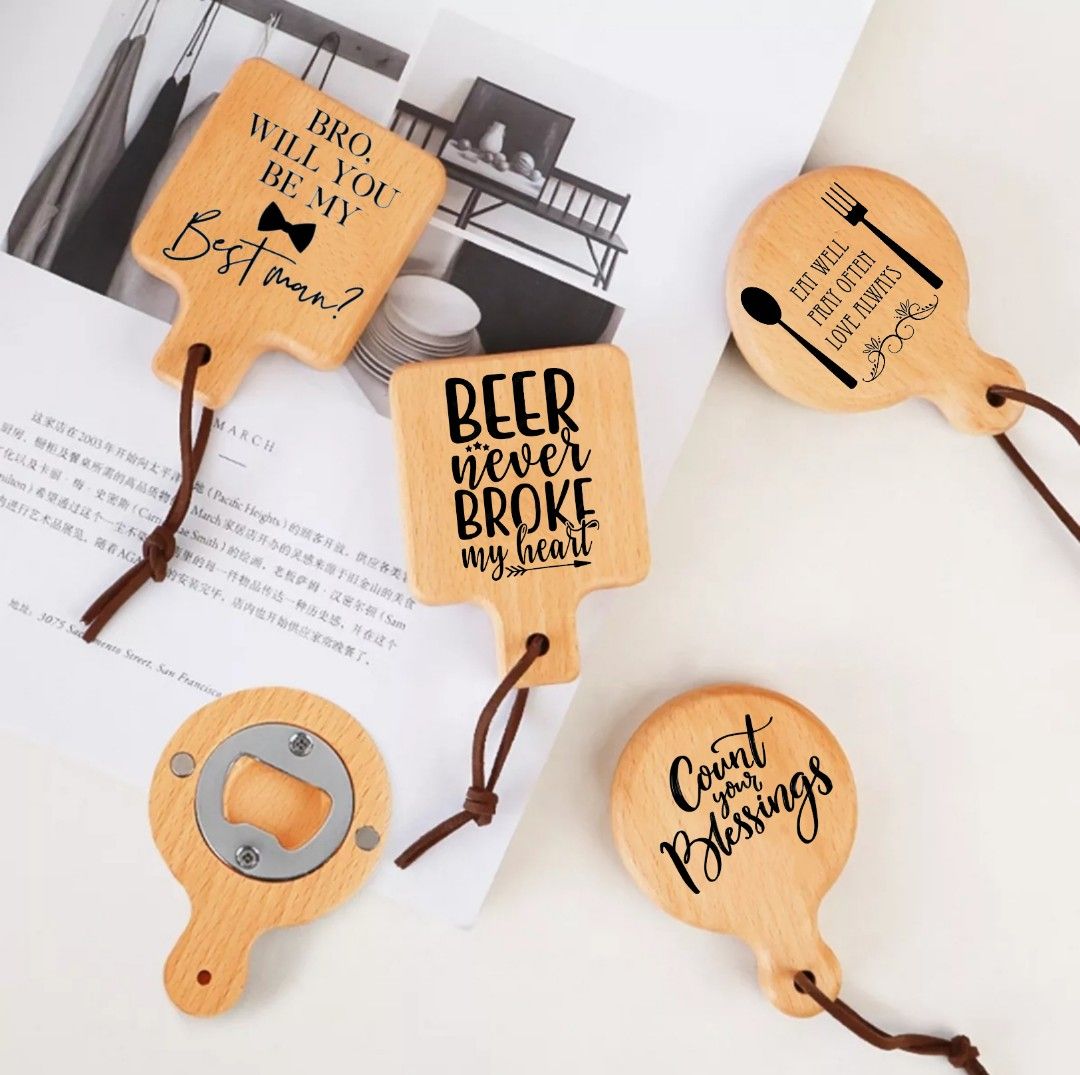 Openers Can Customize Engraving Logo Blank DIY Wood Round Bottle Opener  Coaster Fridge Refrigerator Magnet Decoration6408479 From Kvt1, $1.12