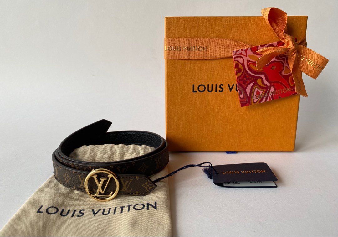 Louis Vuitton Brown Monogram Canvas LV Circle Reversible Belt 80CM