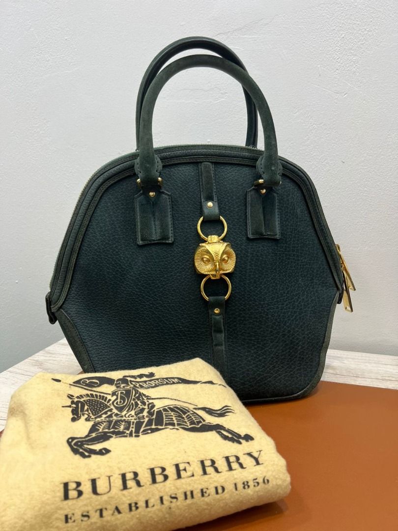 Burberry Orchard Suede Nubuck Owl Bag Indigo Green GHW ITEFFEPI14SCA