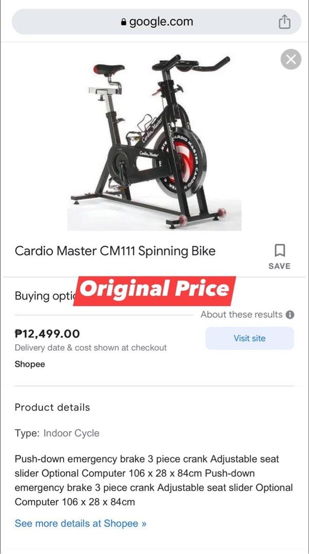 Cardio Master Spinning Bike, Sports Equipment, Exercise & Fitness
