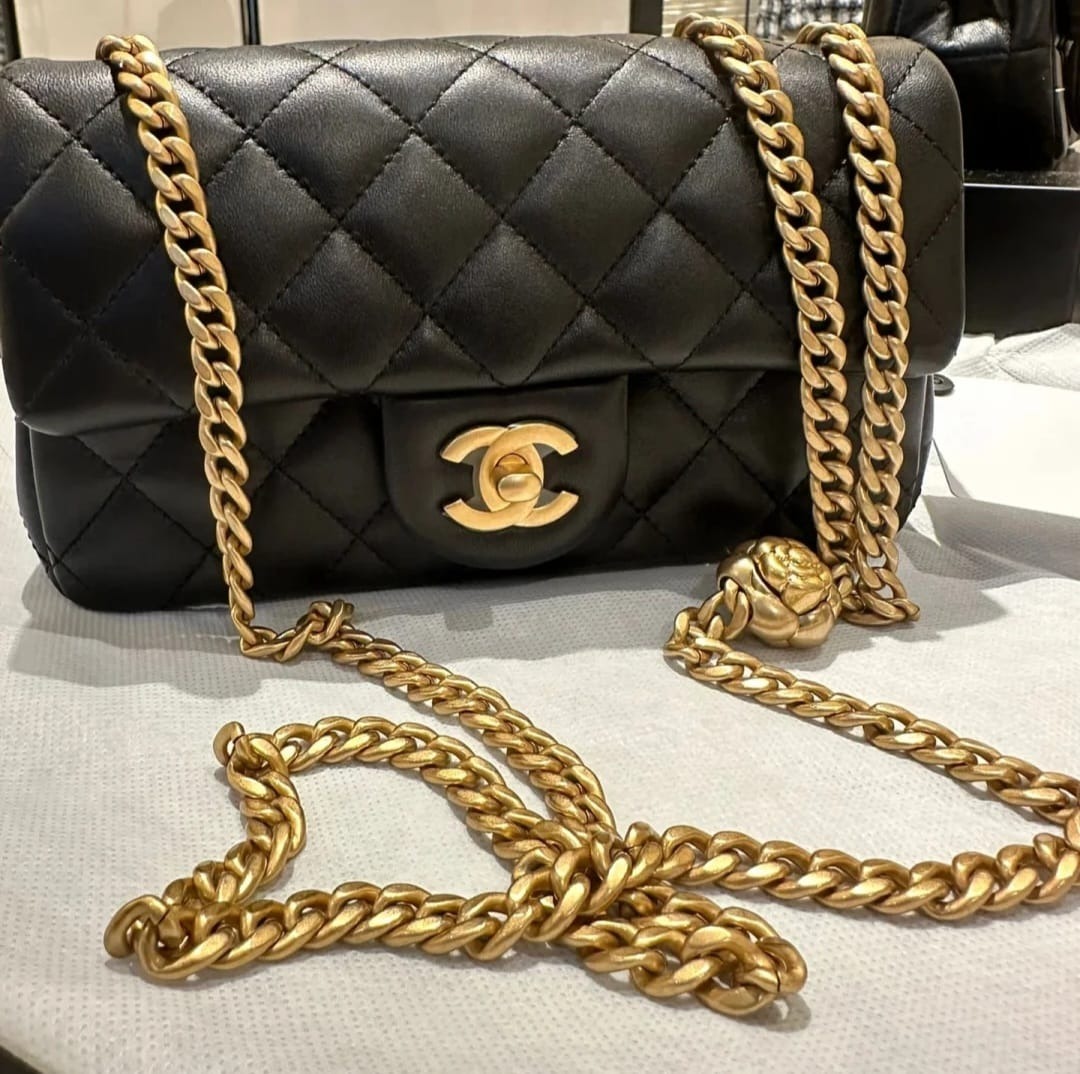 CHANEL Perfect Fit Flap Bag **RARE** size SMALL* Adjustable Strap in Beige.  BNIB