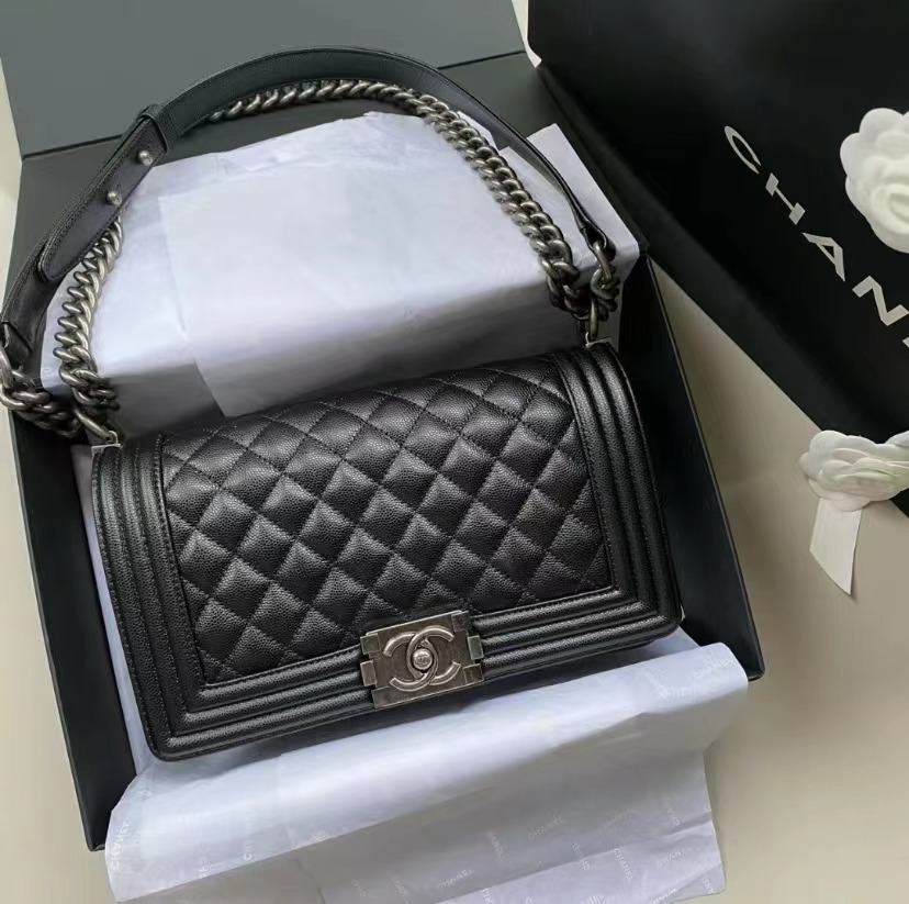 Chanel Leboy black full set microchip medium size, Luxury, Bags ...