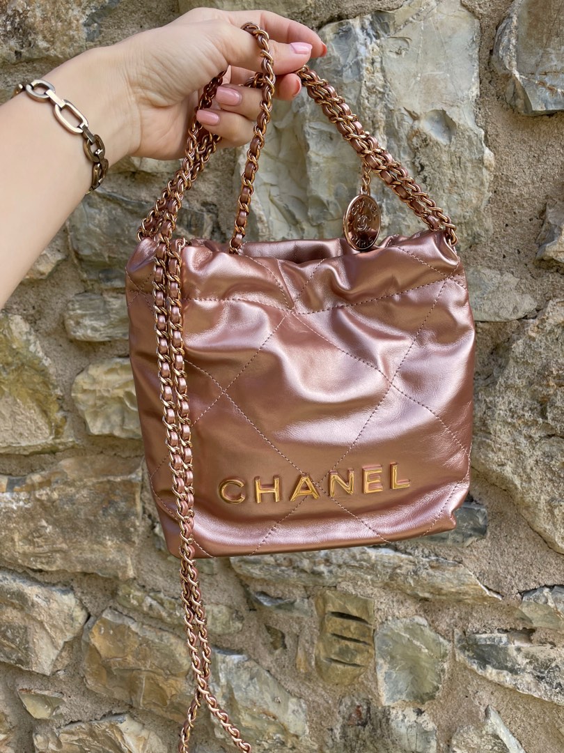 Chanel Wallet on Chain in Light Rose Gold Iridescent Pearlised Caviar with  Silver Hardware  SOLD