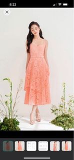 Chello valentina pleated dress in peach pink