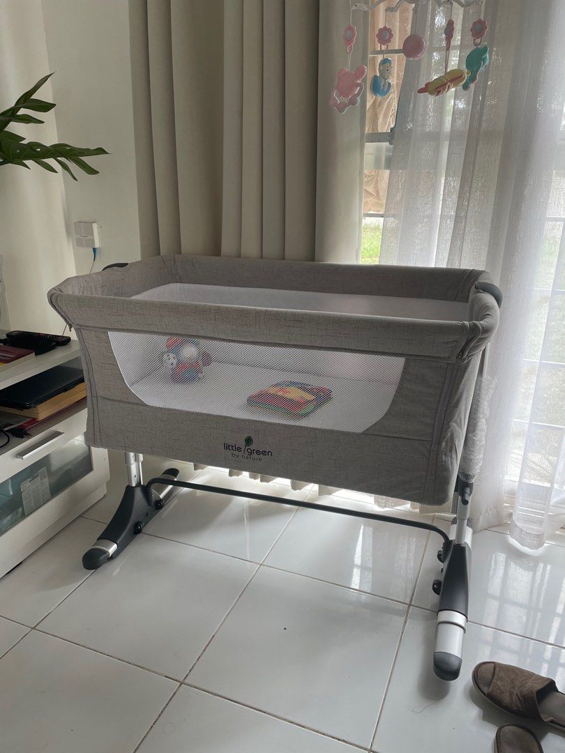 Co Sleeper Crib (Little Green) (Category: Cots & Cribs) located in General Trias. Submitted by dphazel (Listing ID 1227132725, Image 2). Description: Bought for P6995 (original price) at Edamama Website. Same price at shopee. Selling low because it’s no longer being used. Our baby prefers co sleeping in our bed now. Bought the item last Dec 2022. Actual photos posted. Ang ganda ng pagka grey niya. Light grey siya and ang aesthetic ng dating. Ang 