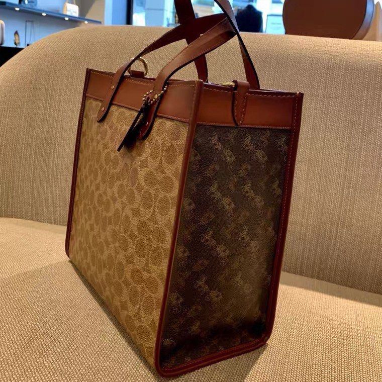 Coach unisex large size business tote bag sling bag classic brown
