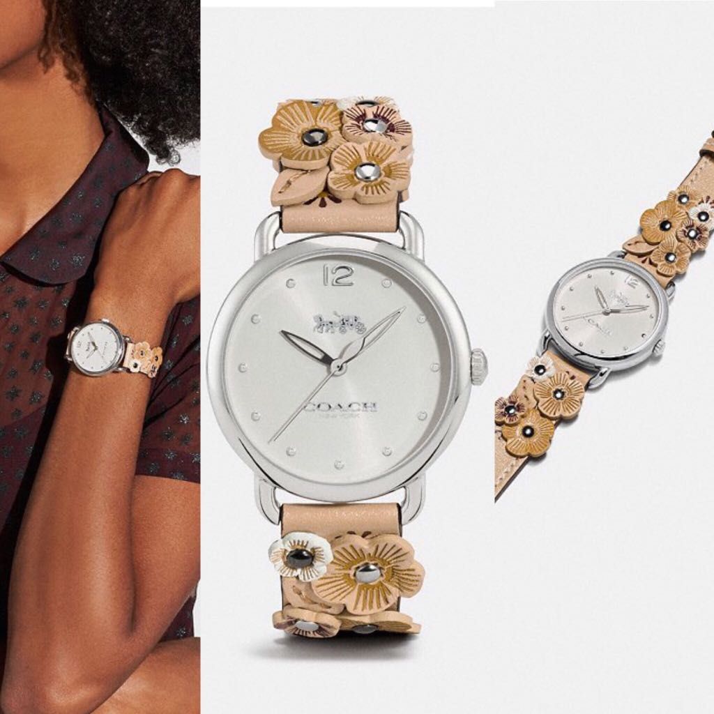 Coach delancey watch with floral applique online