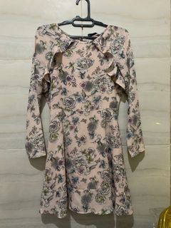 SALE Cotton on Mididress Floral Dress pink soft pastel korean style vintage bunga