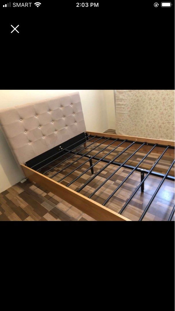 Double size bed frame and mattress (both from Mandaue Foam), Furniture