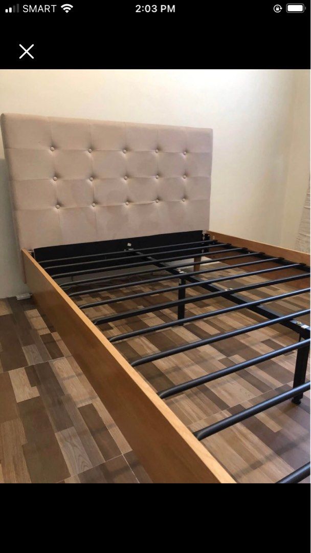 Double size bed frame and mattress (both from Mandaue Foam), Furniture