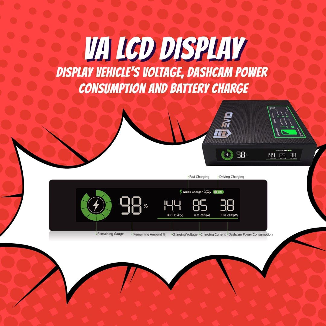 EVID External Battery for Dashcam [MadeinKorea] B100 (6,000mAh