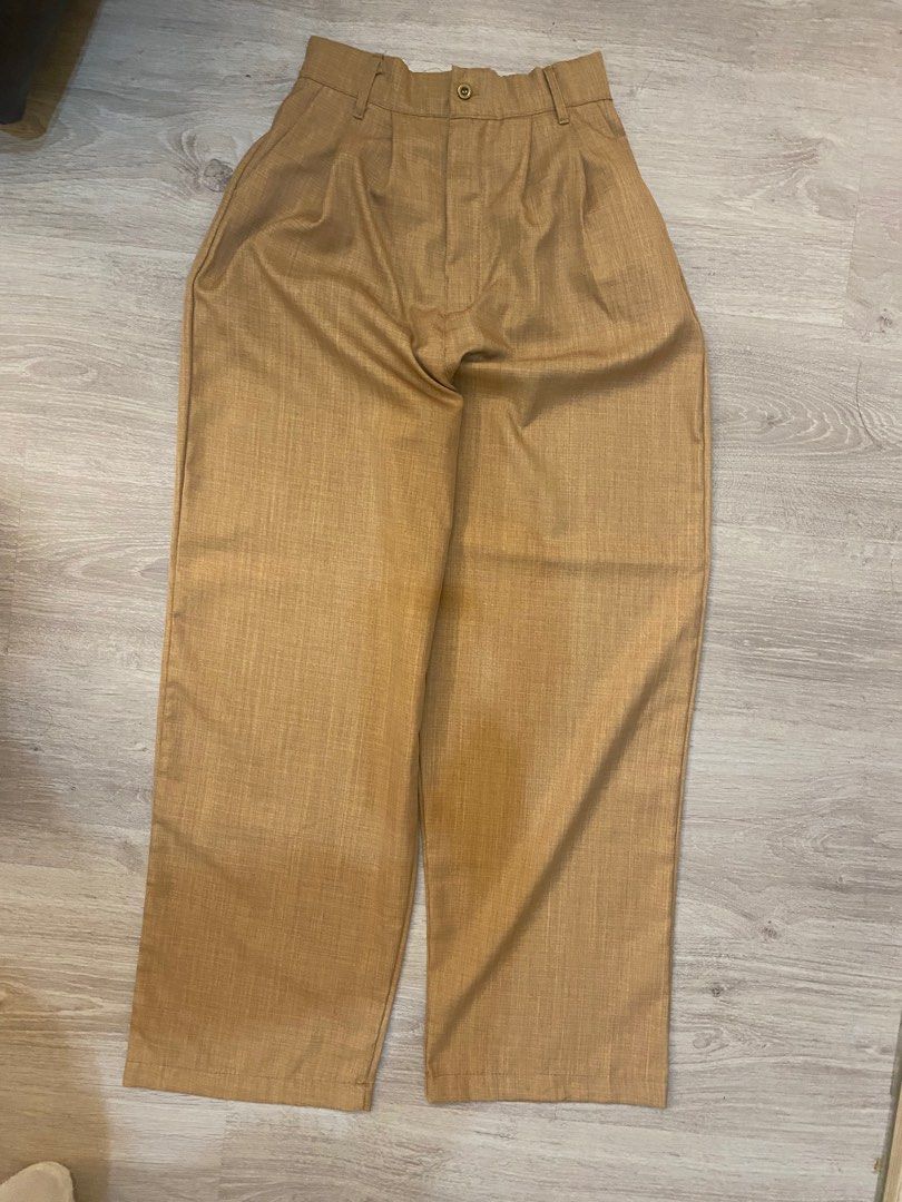 Full length high waist Trousers in light brown/ camel beige zara dupe,  Women's Fashion, Bottoms, Other Bottoms on Carousell