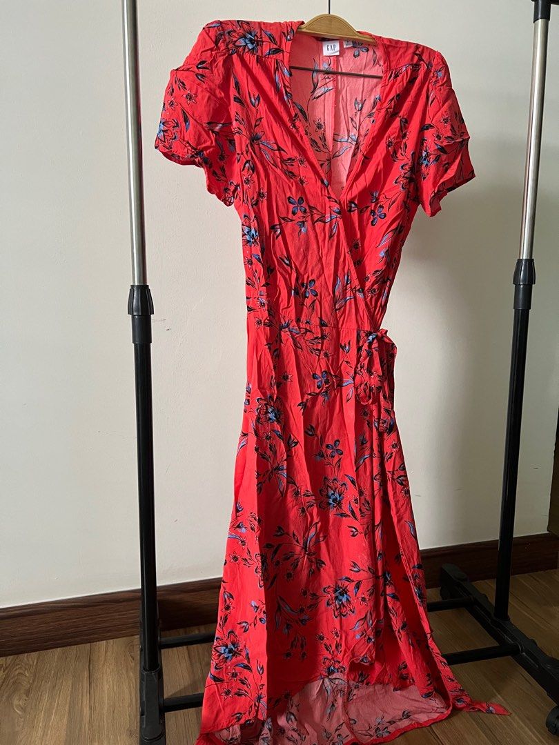 Gap red hotsell wrap dress