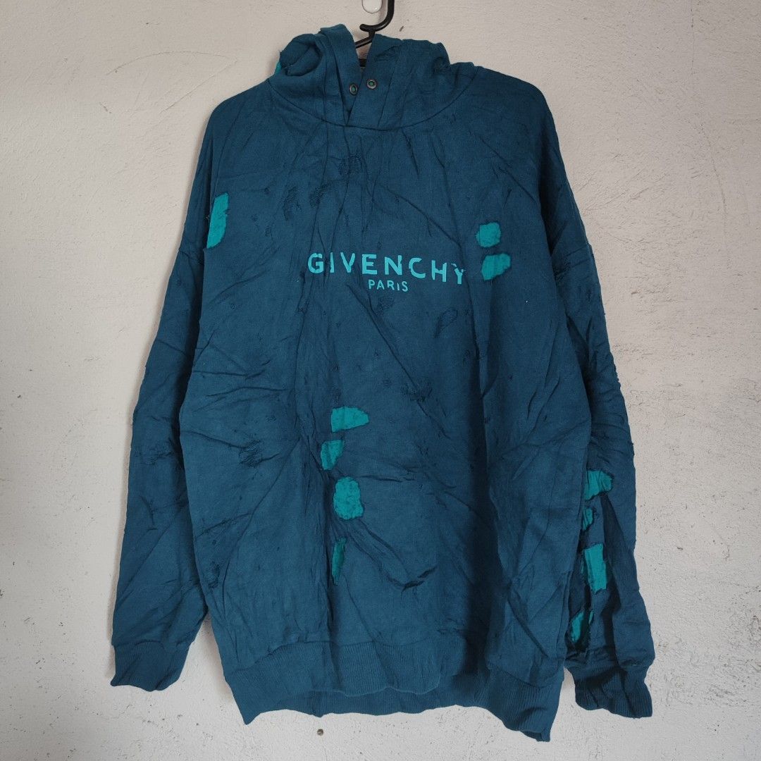 Givenchy destroyed hoodie outlet blue