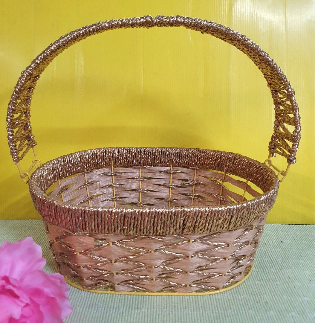 Gold Metal Basket, Furniture & Home Living, Home Improvement