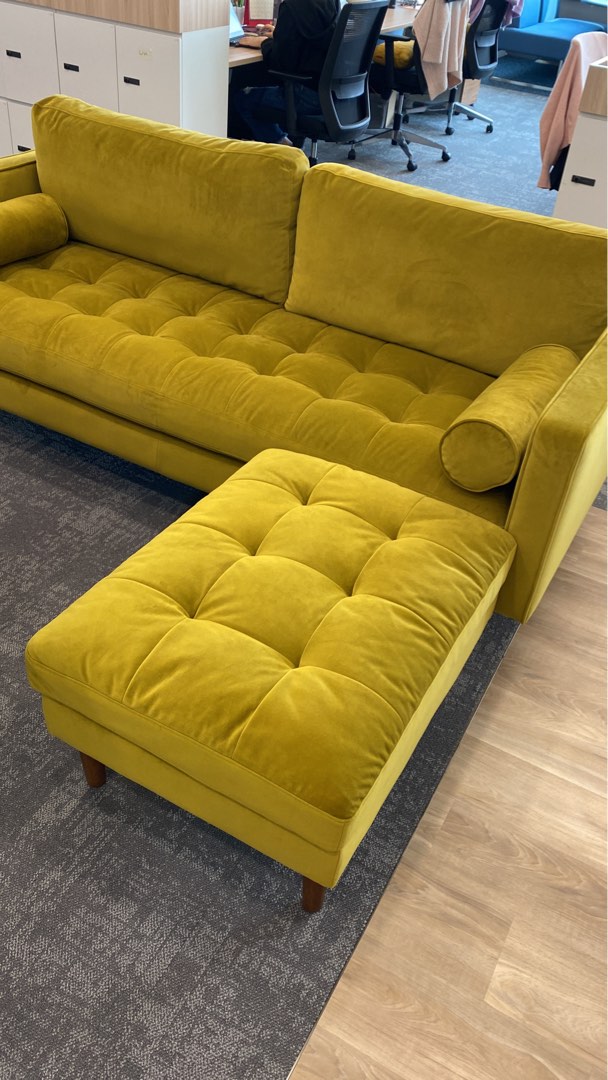 Green Sofa with leg rest L shaped, Furniture & Home Living, Furniture