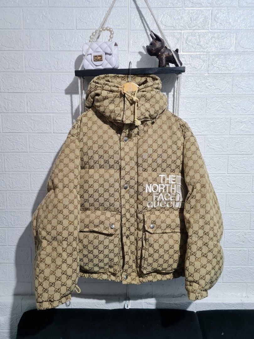 Gucci x Tnf monogram puffer jacket, Luxury, Apparel on Carousell