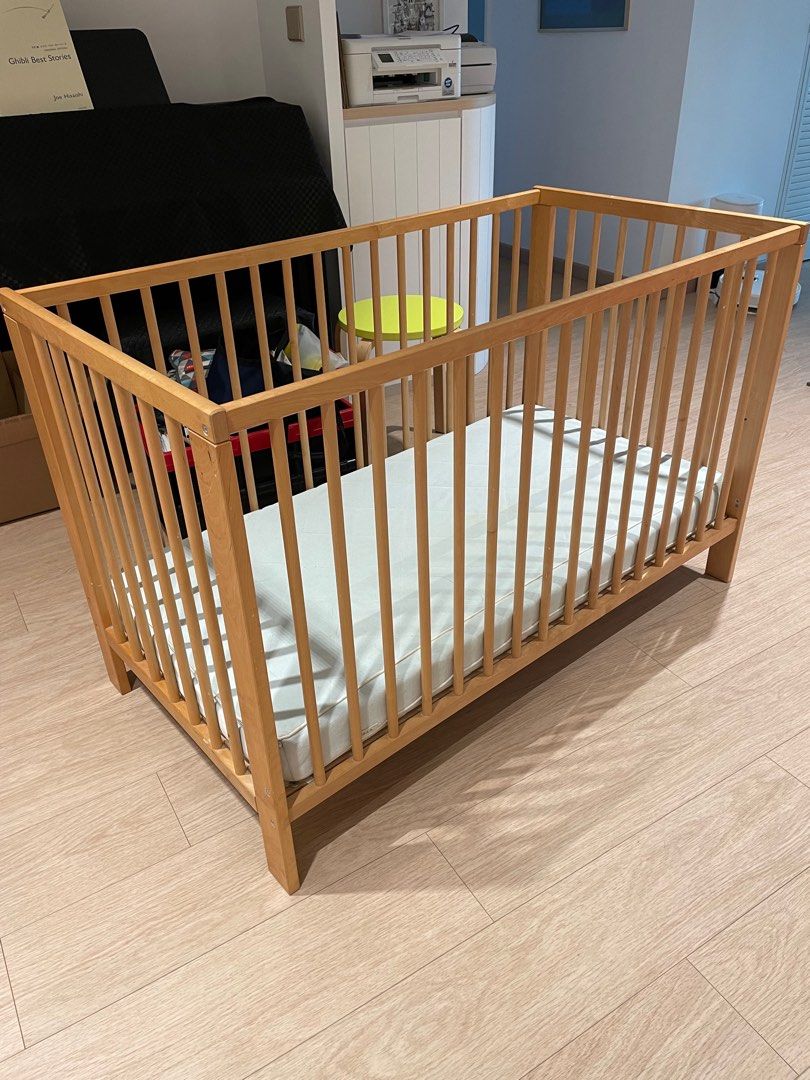 IKEA Baby Cot and Mattress, Babies & Kids, Baby Nursery & Kids