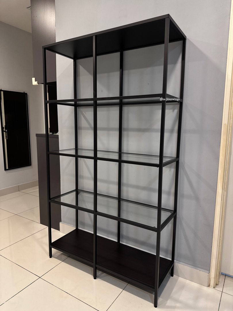 IKEA Shelf (BlackBrown/ Glass), Furniture & Home Living, Furniture