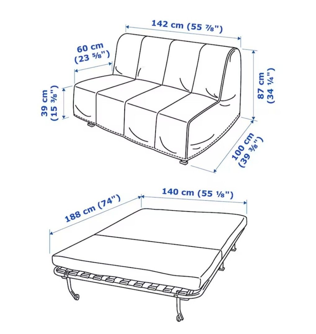 Ikea twoseat sofa bed Lycksele Lovas, Furniture & Home Living