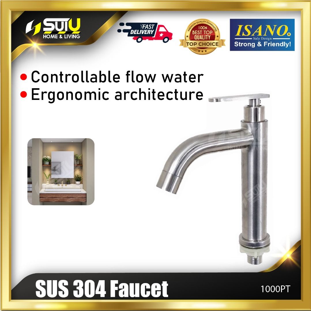 ISANO 1000PT SUS304 Stainless Steel Faucet / Basin Tap / Pillar Water
